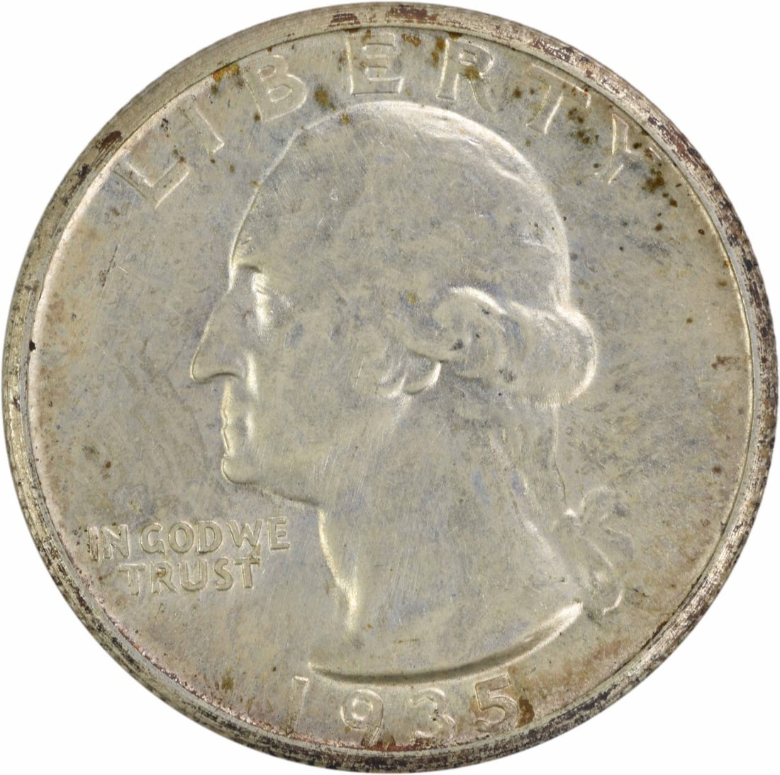 Uncirculated 1935 San Francisco Silver 25C Washington Quarter Uncertified: Uncirculated 1935 San Francisco Silver 25C Washington Quarter Uncertified This is a 1935-S Washington Quarter composed of silver, minted in San Francisco. The coin is uncirculated, graded as Brilliant