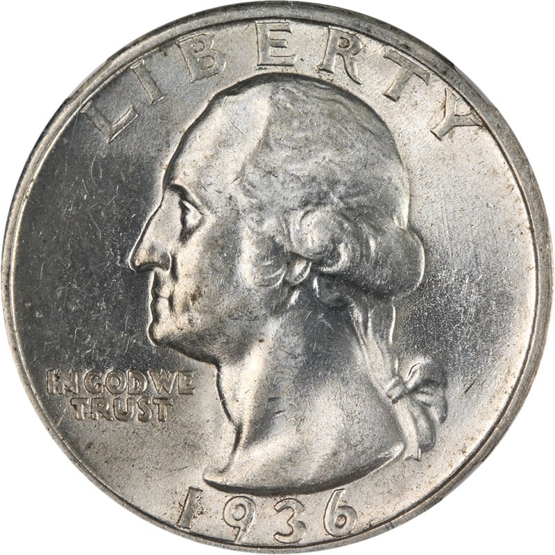 NGC AU58 1936-D Silver Washington Quarter with Strong Strike and Luster (1 of 4)