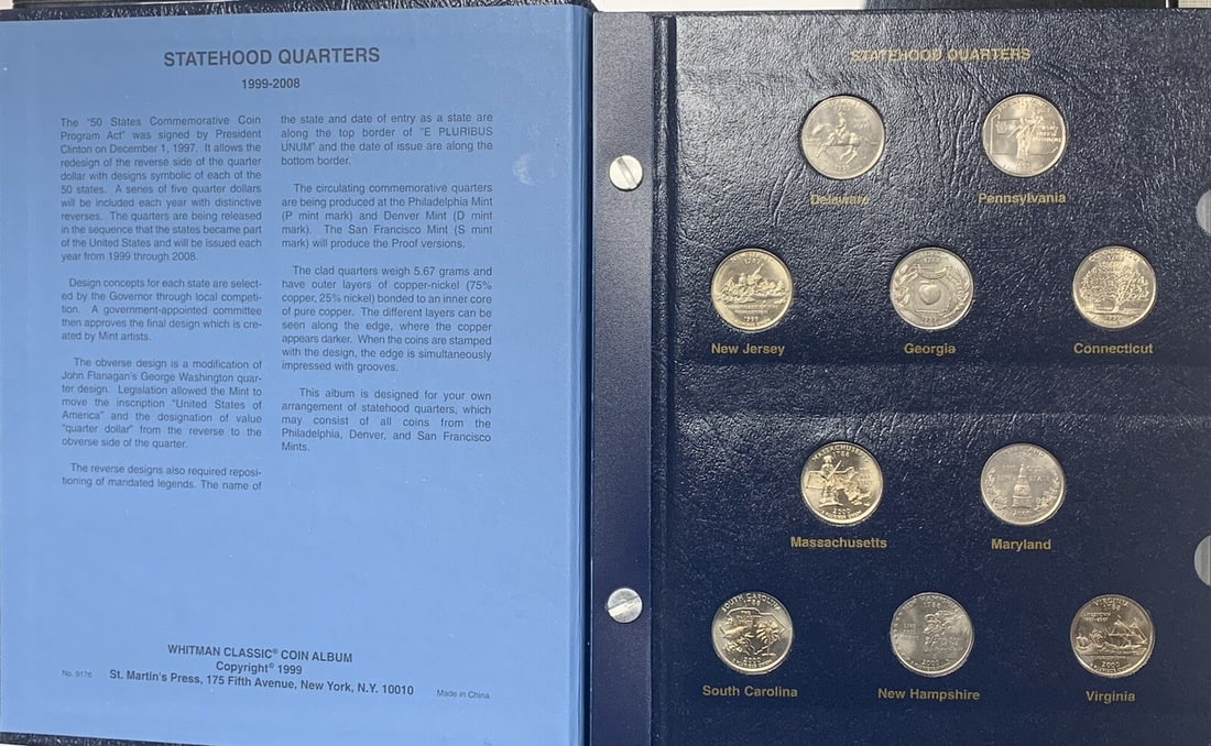 Washington State Quarters 1999-2008 Collection Presented in Whitman Album (1 of 8)