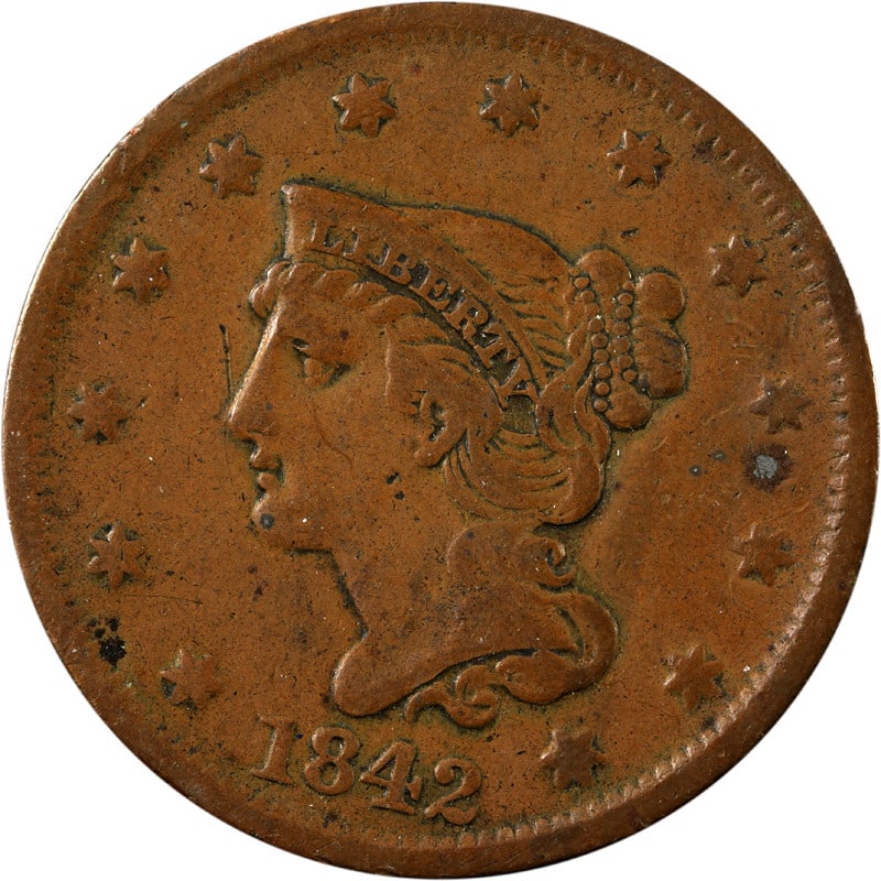 1842 United States Copper Large Cent Large Date Variety (1 of 2)