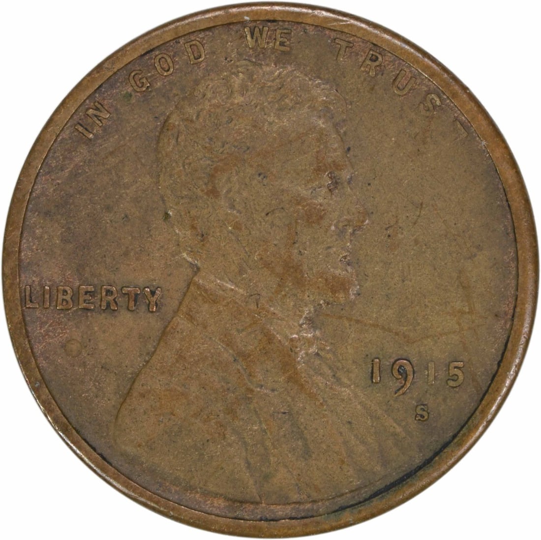 1915-S Lincoln Wheat Cent EF Uncertified Copper Coin (1 of 2)