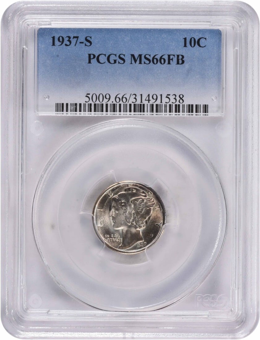 1937-S Mercury Dime MS66FB PCGS Uncirculated Silver Coin (1 of 2)