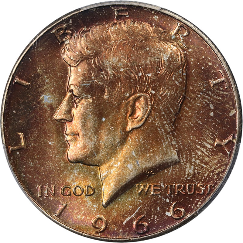 PCGS MS67 1966 Kennedy Half Dollar Uncirculated Strong Strike Lustrous Toning (1 of 4)