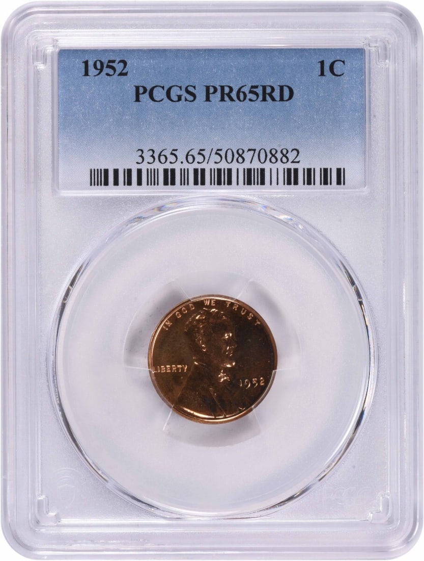 1952 Proof Lincoln Wheat Cent PR65RD Graded by PCGS (1 of 2)