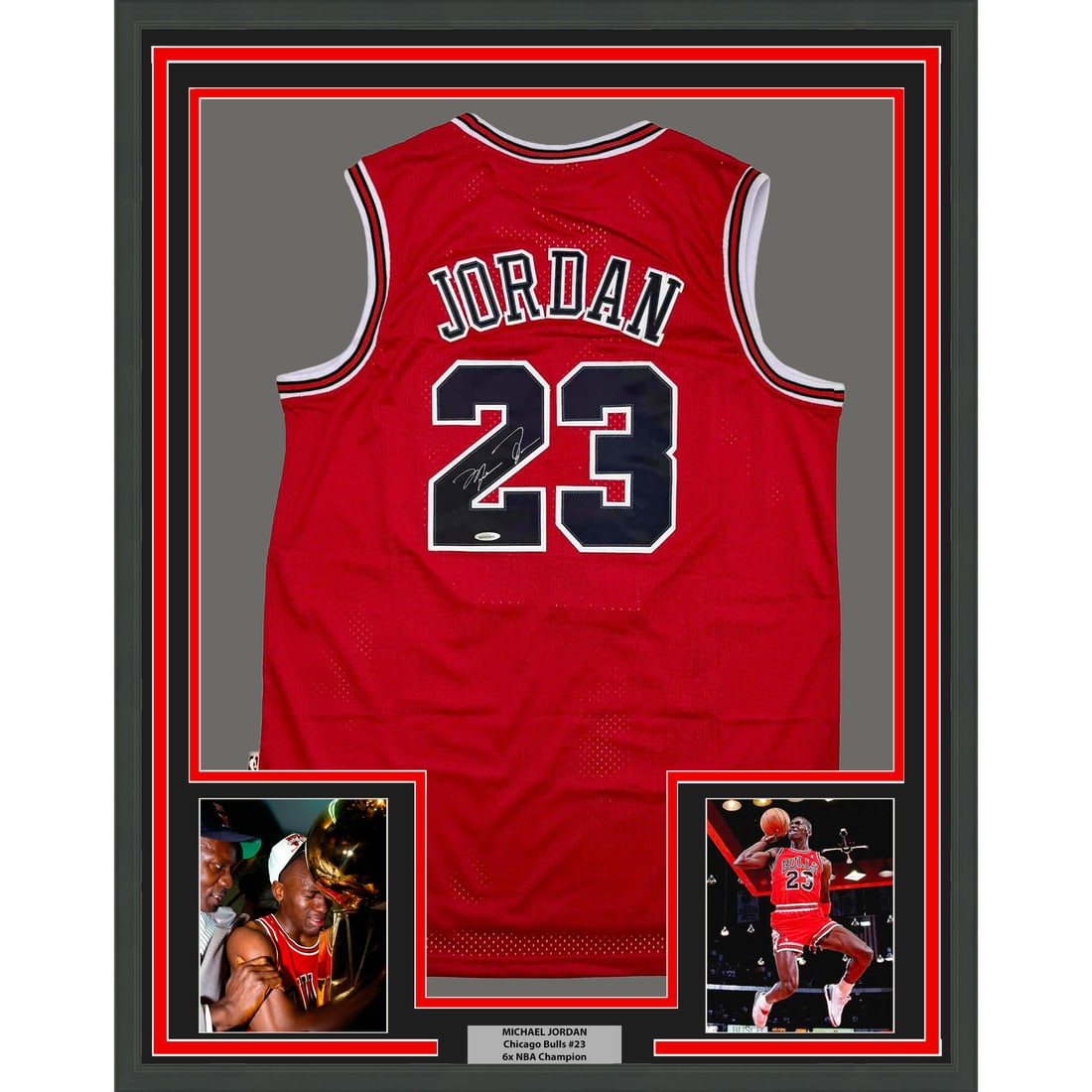 35x39 Framed Chicago Bulls Jersey Signed by Michael Jordan with UDA COA (1 of 2)