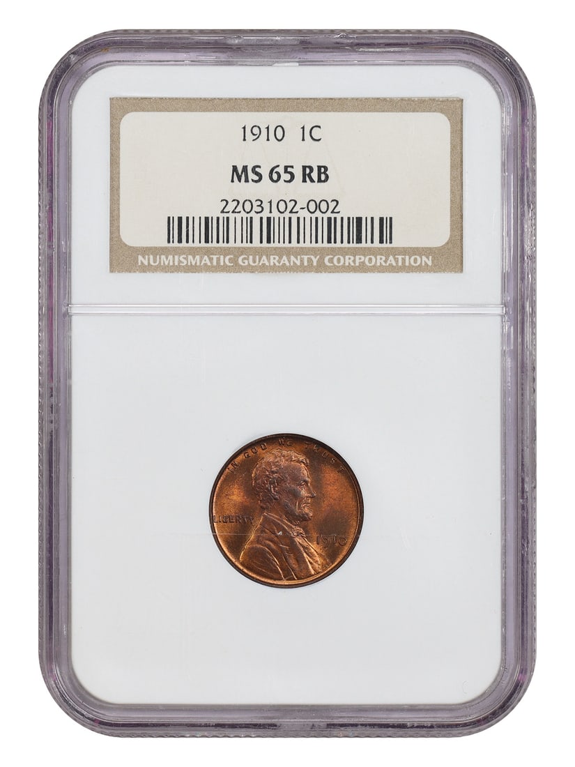 1910 Lincoln Wheat Cent NGC MS65RB Second Year Philadelphia Mint: 1910 Lincoln Wheat Cent NGC MS65RB Second Year Philadelphia Mint This is a 1910 Lincoln Cent featuring the Wheat Reverse design, marking the second year of issue for this series. The coin has been cer