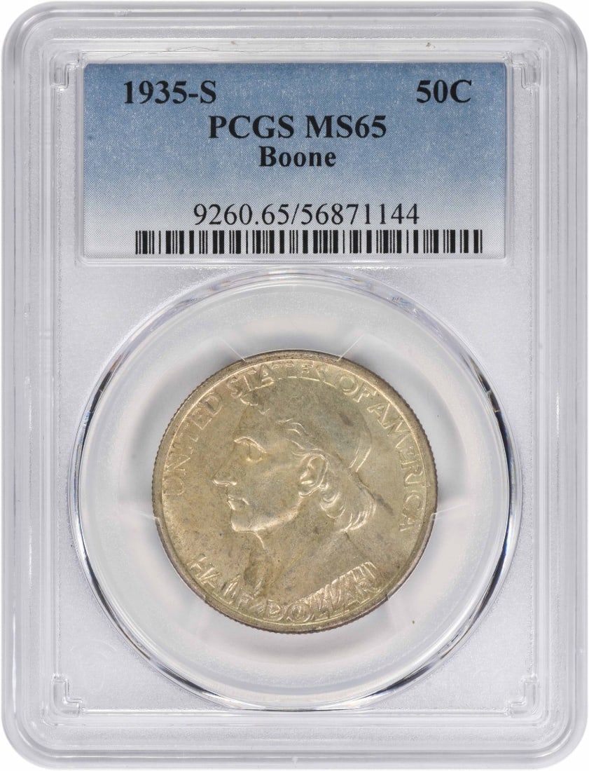 1935-S Boone Half Dollar MS65 PCGS Certified Silver Commemorative Coin (1 of 2)