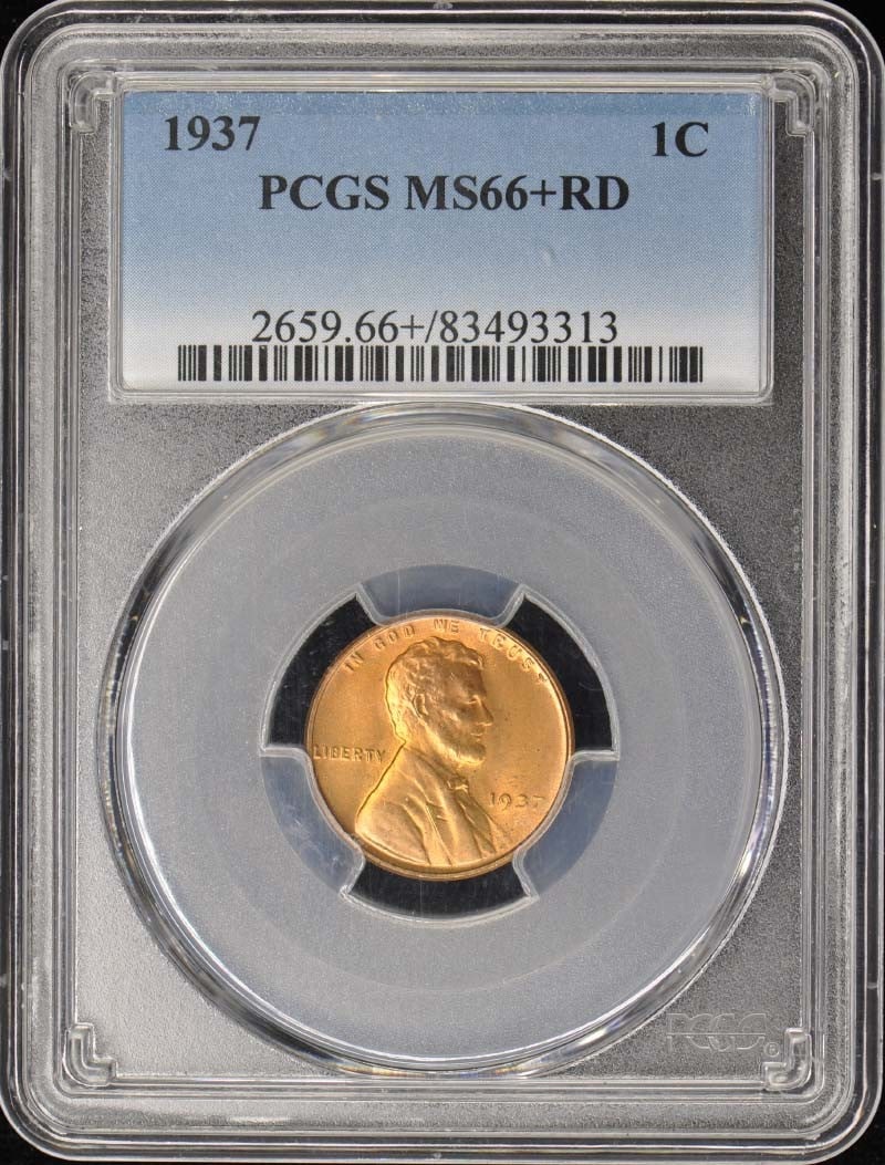 1937 Lincoln Cent Type 1 Wheat Reverse PCGS MS66+RD (1 of 2)