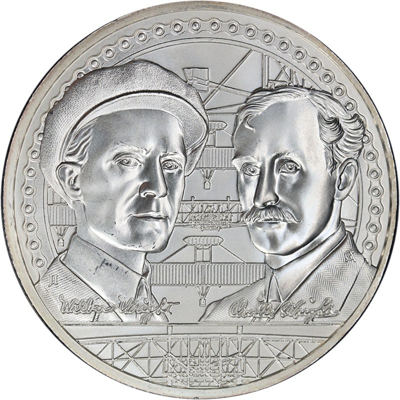 Niue 2022 Wright Brothers $2 Silver Coin 1 Ounce .999 Fine: Niue 2022 Wright Brothers $2 Silver Coin 1 Ounce .999 Fine This 2022 Niue 1 Ounce Silver $2 coin commemorates the Wright Brothers and is crafted from 99.9% fine silver. The coin is in uncirculated min