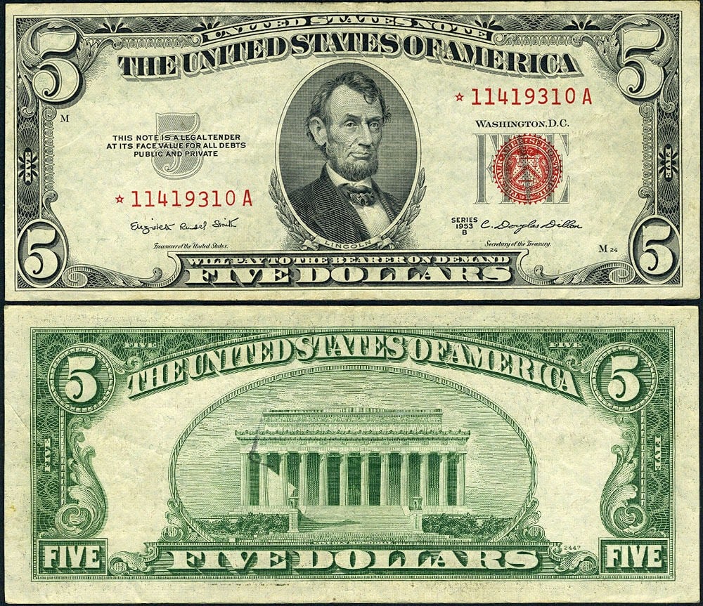 1953-B $5 Legal Tender Star Note FR. 1534* A Block XF (1 of 3)