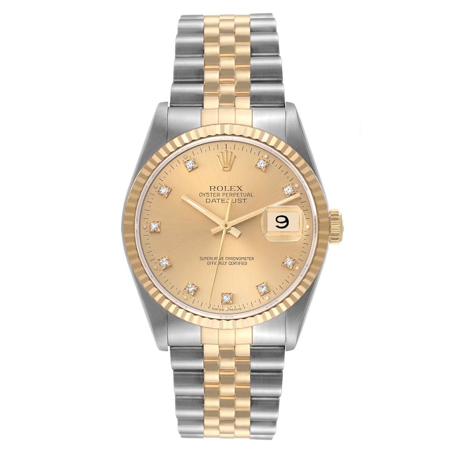 Datejust 16233 Gold Diamond Dial Jubilee Bracelet Men's Watch (1 of 4)