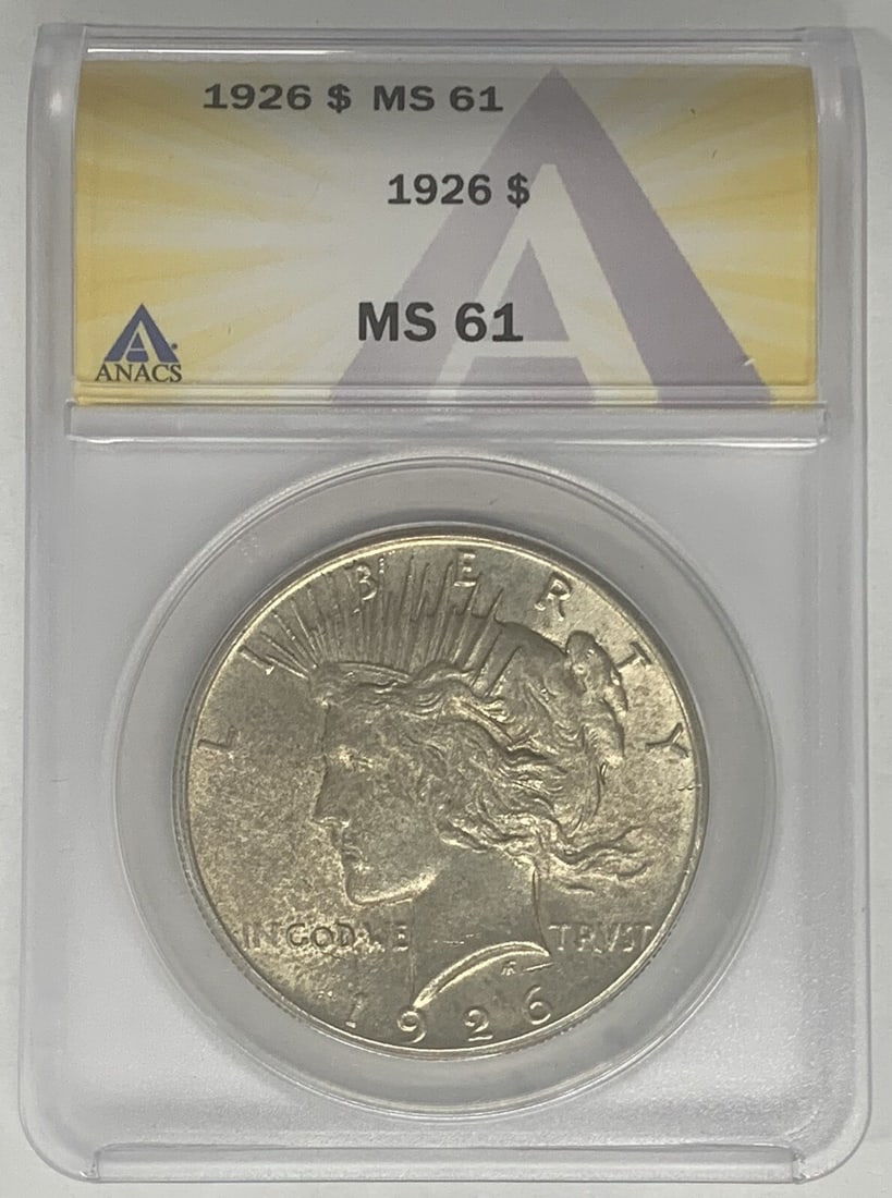 1926 Peace Dollar Silver Coin ANACS MS 61 Toned Uncirculated (1 of 2)