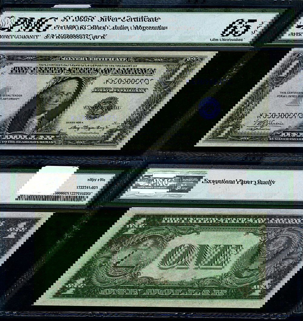 1935-A $1 Silver Certificate K-C Block PMG Gem CU65 EPQ (1 of 3)
