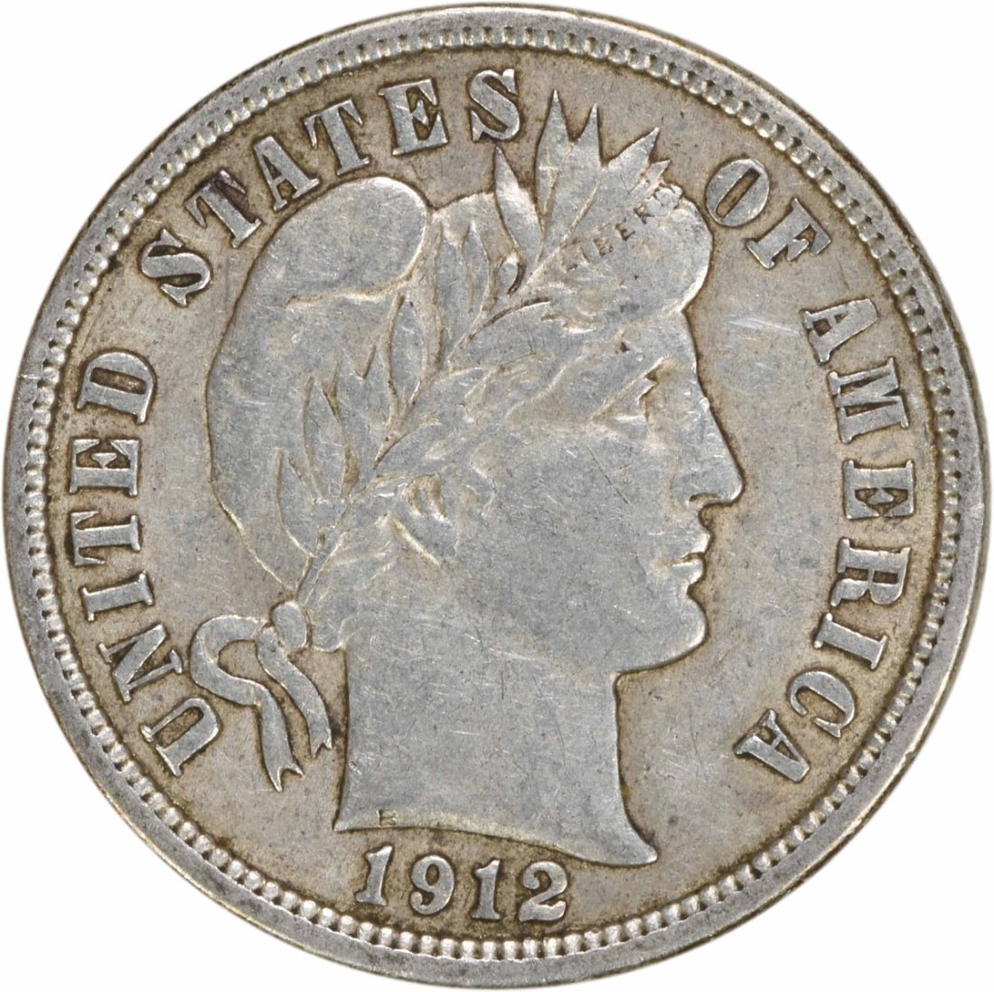 1912 Barber Dime 10C AU Uncertified 90% Silver Coin (1 of 2)