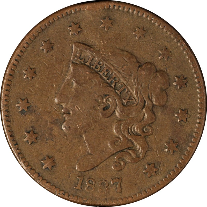 1837 United States Copper Large Cent Coin (1 of 2)