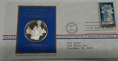 Franklin Mint Sterling Silver Medal 1972 Yellowstone Centennial Commemoration: Franklin Mint Sterling Silver Medal 1972 Yellowstone Centennial Commemoration This is a 1972 Postmasters of America Commemorative First Day Cover, issued to honor the centennial of the United States N