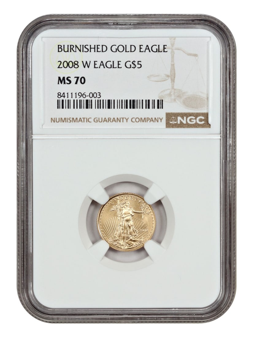 NGC SP70 2008-W $5 Gold Eagle Burnished Bullion Coin (1 of 4)