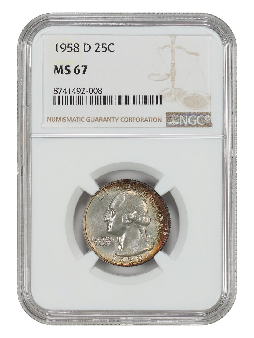 NGC MS67 1958-D Washington Quarter Uncirculated 25 Cent Coin (1 of 4)