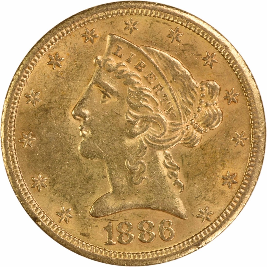 1886 San Francisco $5 Liberty Gold Coin Choice BU Uncertified (1 of 2)