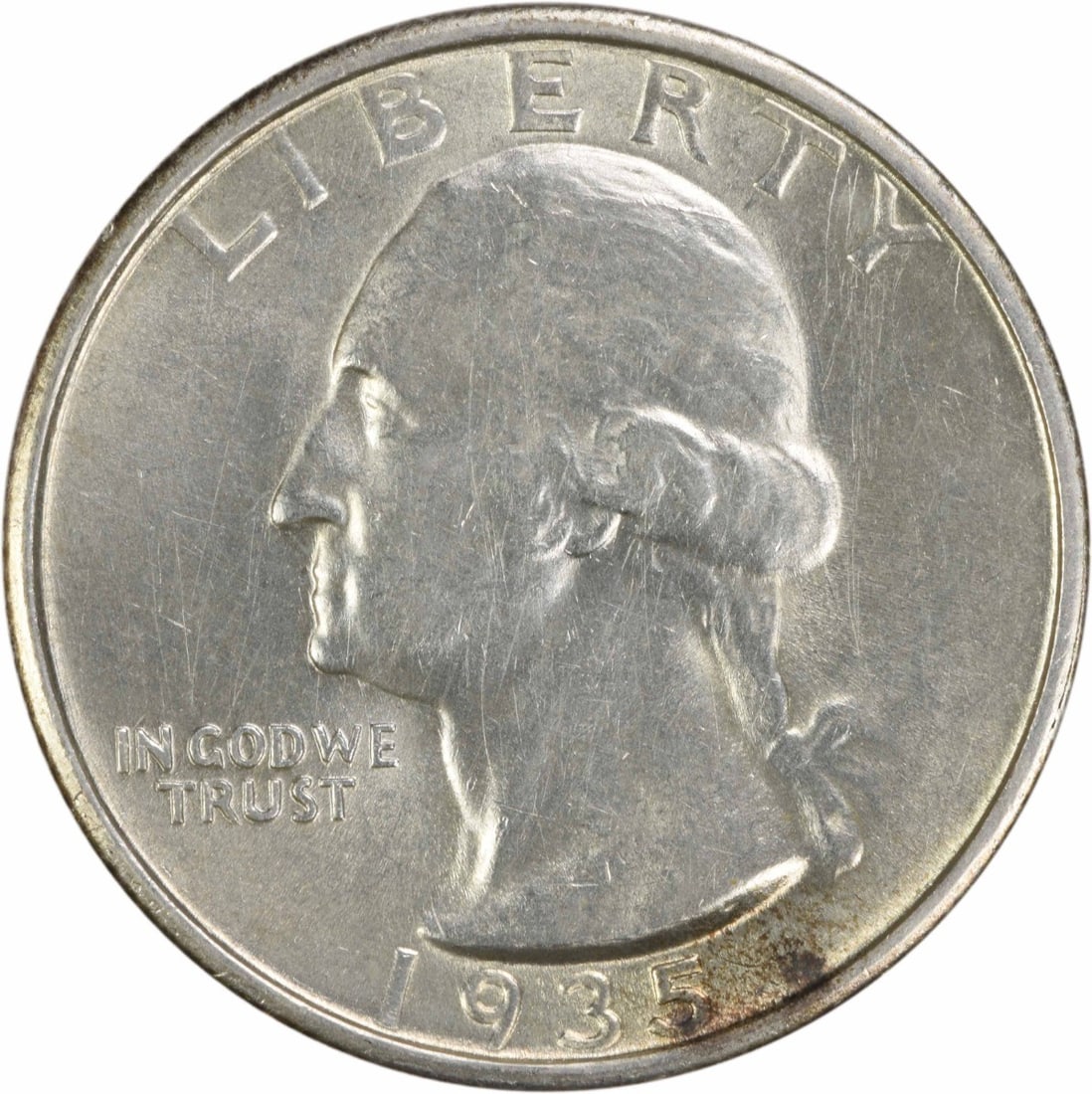 1935-S Washington Silver Quarter AU Uncertified 90% Silver: 1935-S Washington Silver Quarter AU Uncertified 90% Silver This 1935-S Washington Silver Quarter is a captivating piece of numismatic history, showcasing the artistry of designer John Flanagan. With a