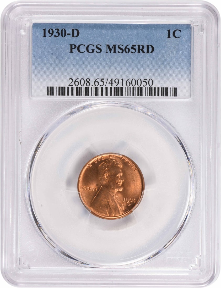 1930-D Lincoln Wheat Cent MS65RD PCGS Uncirculated Copper Coin (1 of 2)