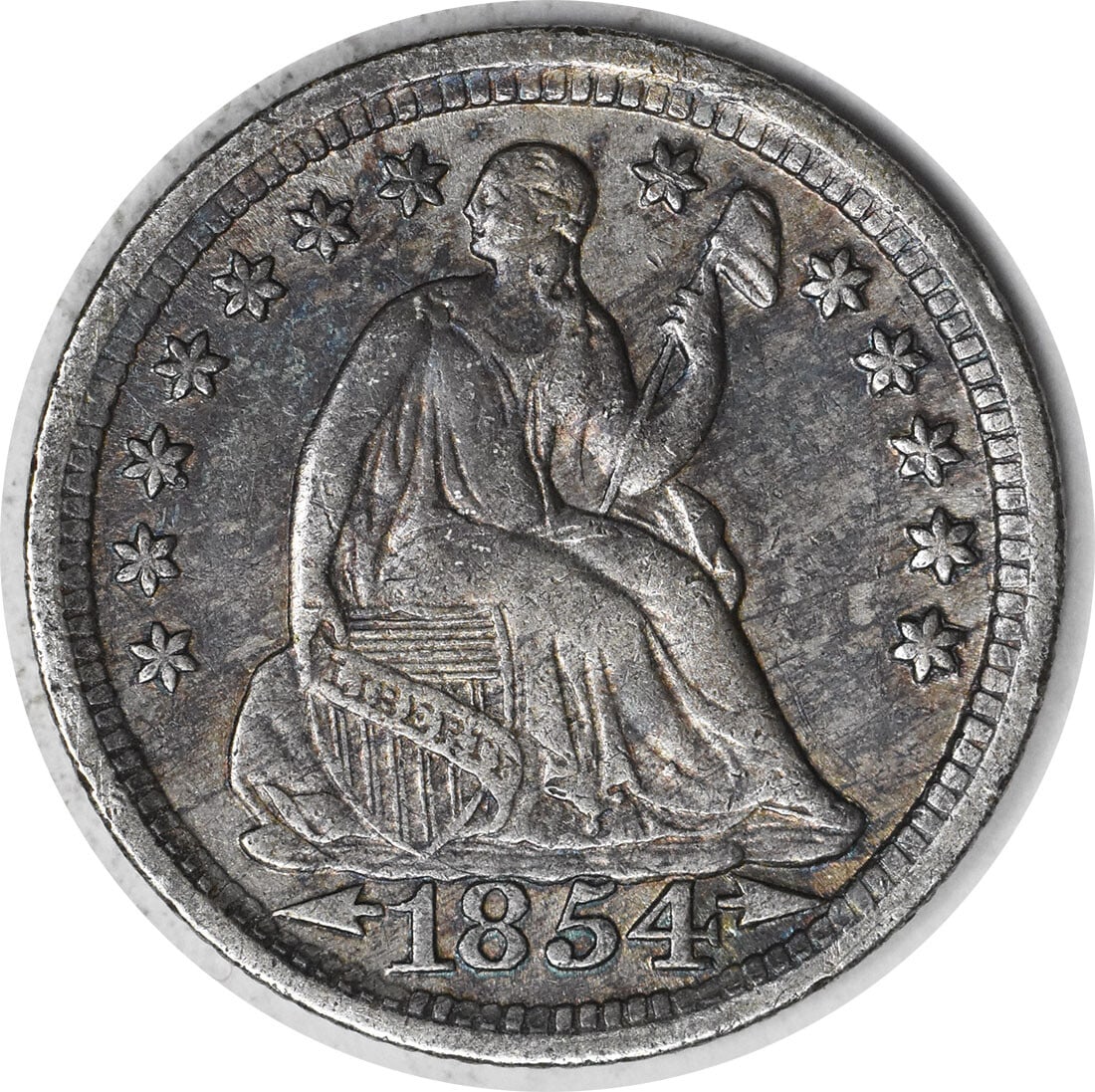 1854 Seated Half Dime Arrows 90% Silver AU Uncertified Philadelphia (1 of 2)