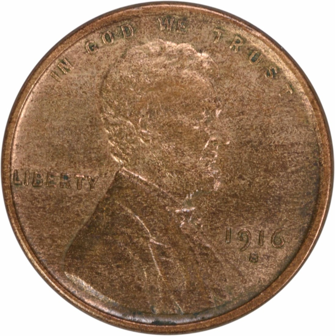 1916-S Lincoln Wheat Cent AU Uncertified Copper Coin (1 of 2)