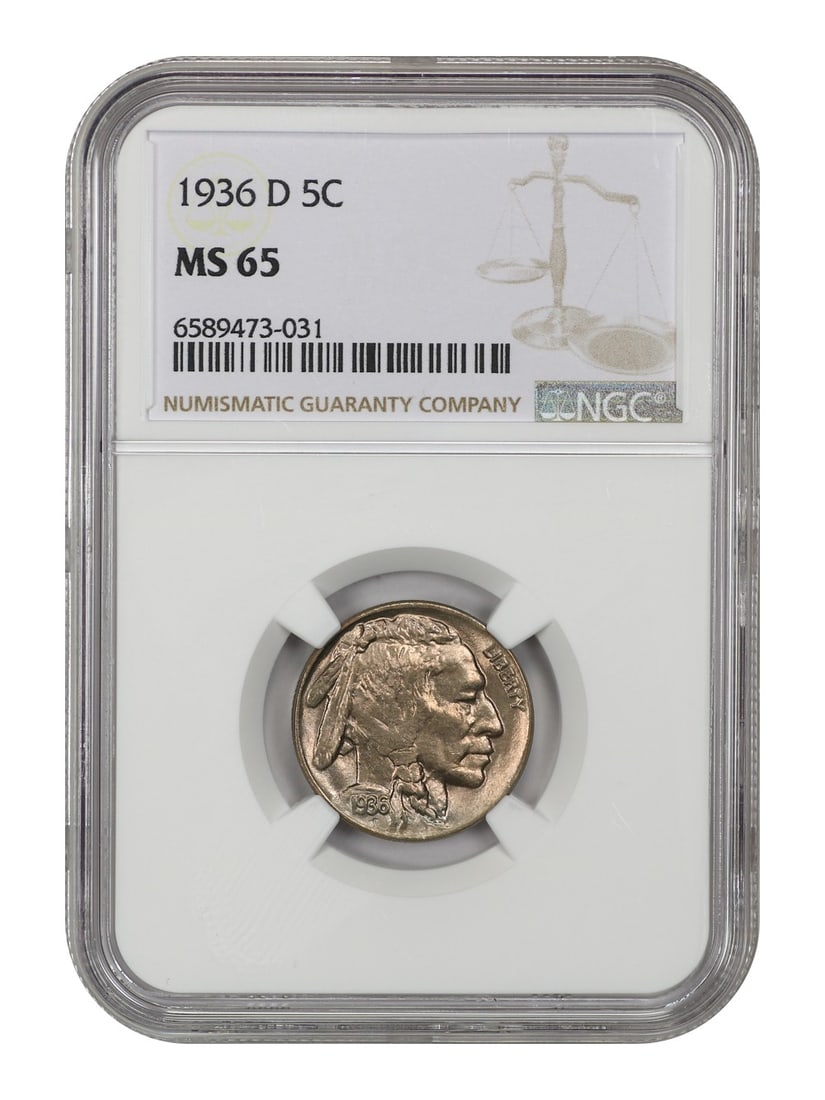 1936 Denver Buffalo Nickel NGC MS65 Graded 5 Cent Coin (1 of 4)