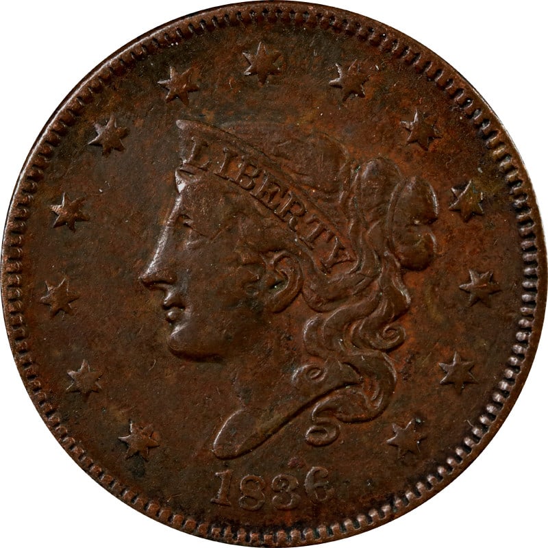 1836 Copper Large Cent United States Coin Circulated (1 of 2)