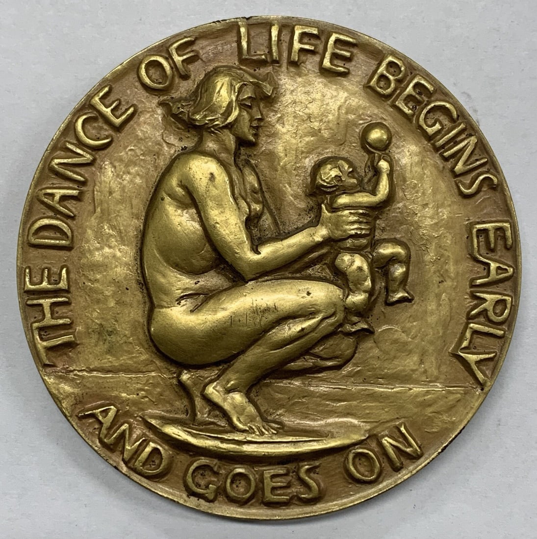 Bronze Life as a Dance 3 Inch Medal Society of Medalists 1938 7 Ounce: Bronze Life as a Dance 3 Inch Medal Society of Medalists 1938 7 Ounce This is a 1938 Society of Medalists "Life as a Dance" medal from the United States. Crafted in bronze, this collectible piece meas