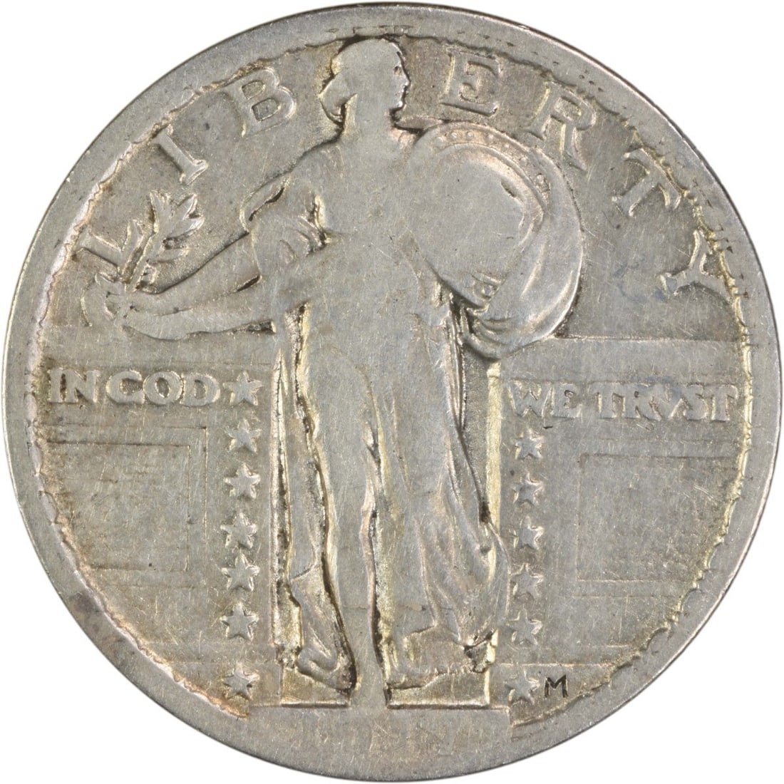 1917 Standing Liberty Quarter 25C F Uncertified Silver Coin: 1917 Standing Liberty Quarter 25C F Uncertified Silver Coin This 1917 Standing Liberty Silver Quarter (Type 2) showcases a rich history as a piece of American currency. With a grade of Fine (F), this