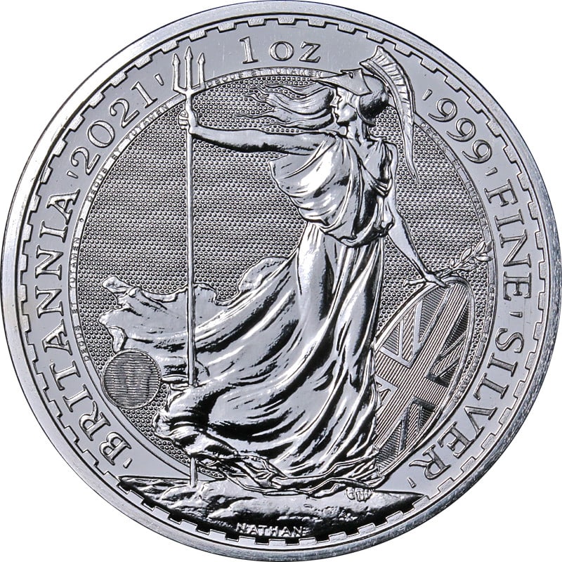 2021 Britannia One Ounce Silver Coin Uncirculated from Great Britain (1 of 2)