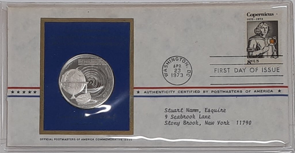 Sterling Silver 1973 Copernicus Commemorative Medal Postmasters of America: Sterling Silver 1973 Copernicus Commemorative Medal Postmasters of America This is a 1973 Postmasters of America commemorative sterling silver medal struck by the Franklin Mint to honor the renowned P