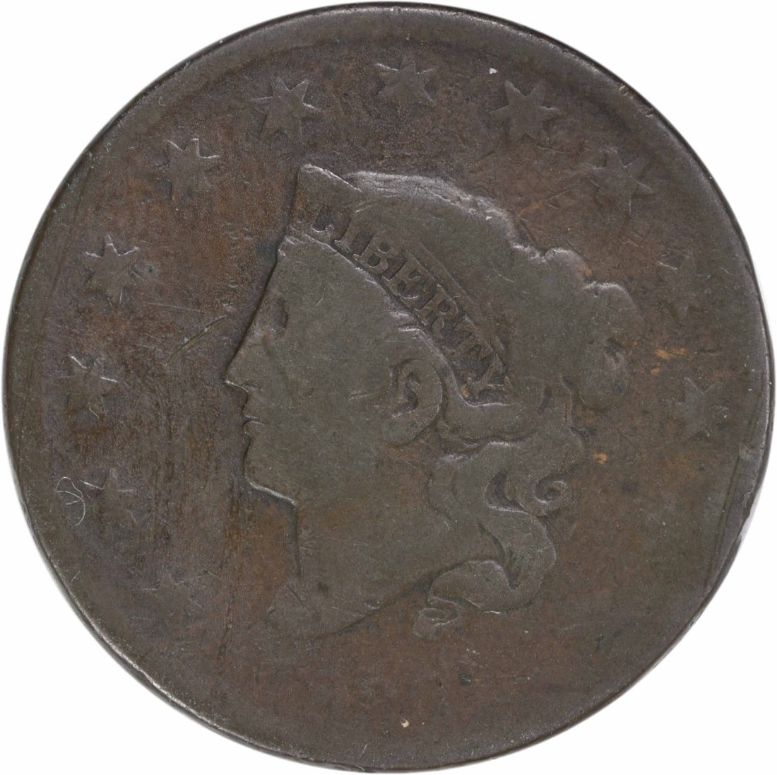 1830 Philadelphia Large Cent Coronet Head Copper Coin (1 of 2)