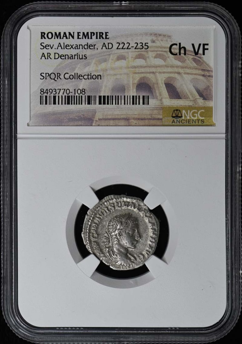 Roman AR Denarius NGC VF30 Reign of Severus Alexander AD 222-235: Roman AR Denarius NGC VF30 Reign of Severus Alexander AD 222-235 This Roman Empire AR Denarius features Emperor Severus Alexander, who reigned from AD 222 to 235. The coin has been certified and grade