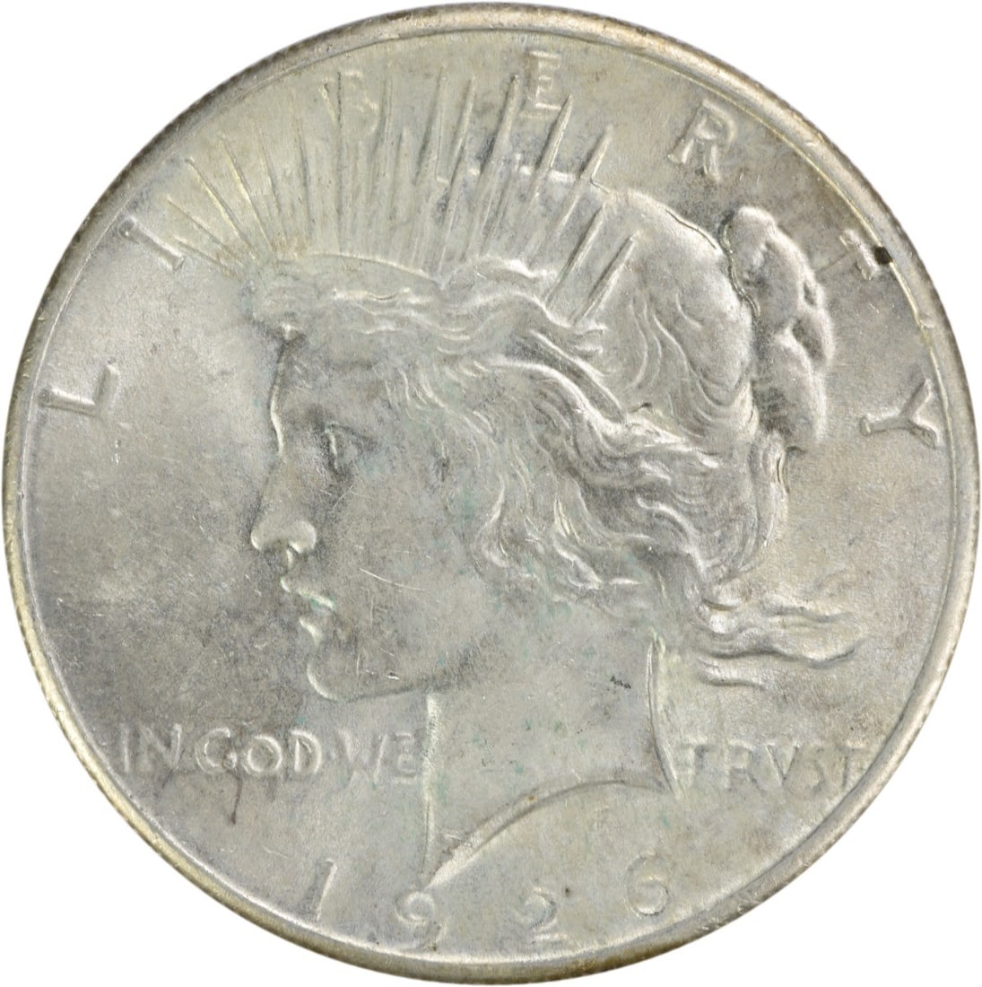 1926 Peace Silver Dollar AU Uncertified 90% Silver Philadelphia Mint: 1926 Peace Silver Dollar AU Uncertified 90% Silver Philadelphia Mint This 1926 Peace Silver Dollar is a stunning example of American coinage, showcasing the artistry of designer Anthony de Francisci.