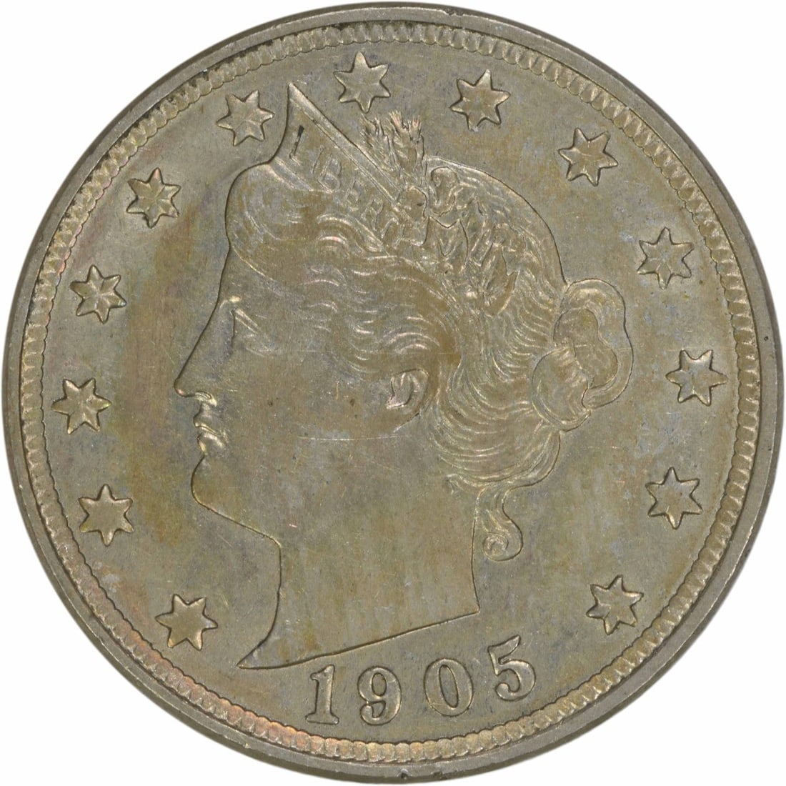 1905 Liberty Nickel AU Uncertified 5C Philadelphia Mint: 1905 Liberty Nickel AU Uncertified 5C Philadelphia Mint This 1905 Liberty Nickel, struck in Philadelphia, is an exquisite piece of American numismatic history. Graded as AU (About Uncirculated), it fe