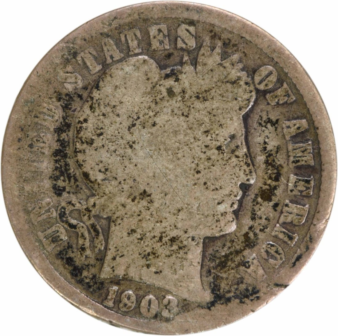 1903-S Barber Silver Dime 10C Uncertified Circulated Coin: 1903-S Barber Silver Dime 10C Uncertified Circulated Coin This 1903-S Barber Silver Dime is a classic piece of American numismatic history. Struck in San Francisco, this coin features a composition of