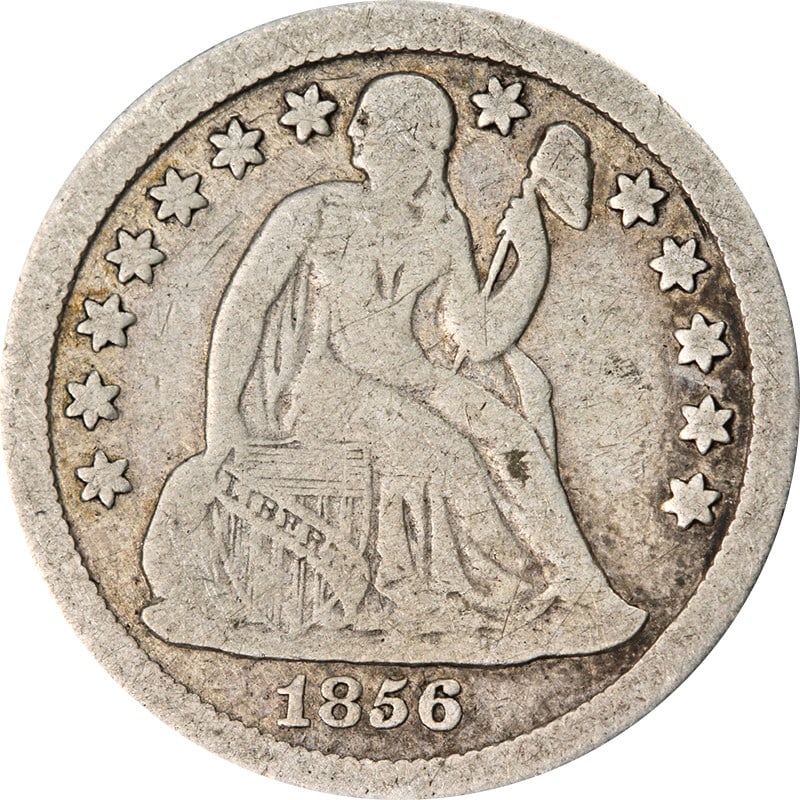 Silver Dime from 1856 New Orleans Mint Seated Liberty Design: Silver Dime from 1856 New Orleans Mint Seated Liberty Design This 1856-O Seated Liberty Dime is a circulated coin struck in silver at the New Orleans Mint. It dates to 1856 and originates from the Uni