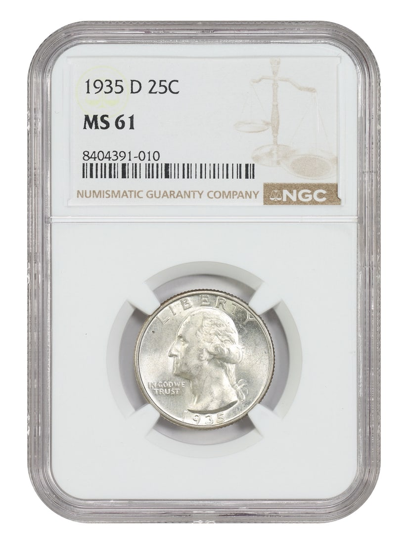 NGC MS61 1935-D Washington Quarter Key Date Uncirculated 25C Coin (1 of 4)