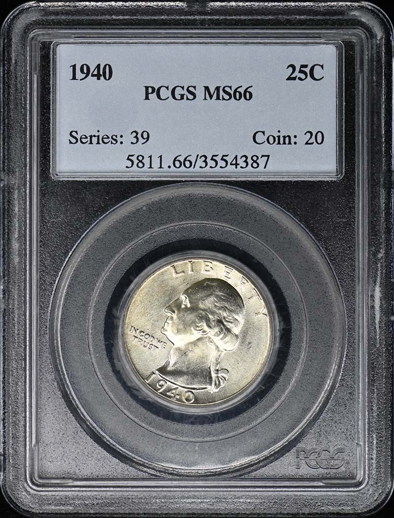 1940 Washington Quarter PCGS MS66 Uncirculated Philadelphia Mint (1 of 2)