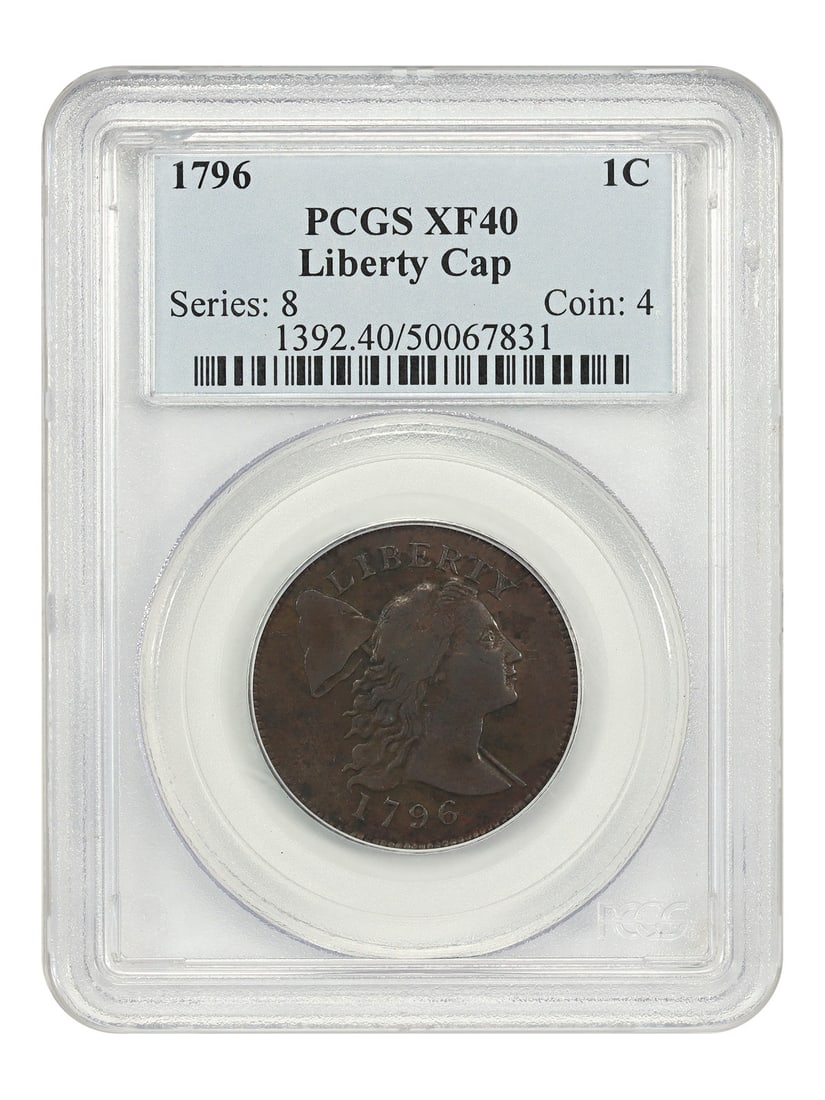 1796 Flowing Hair Large Cent PCGS XF40 Certified Liberty Cap (1 of 4)