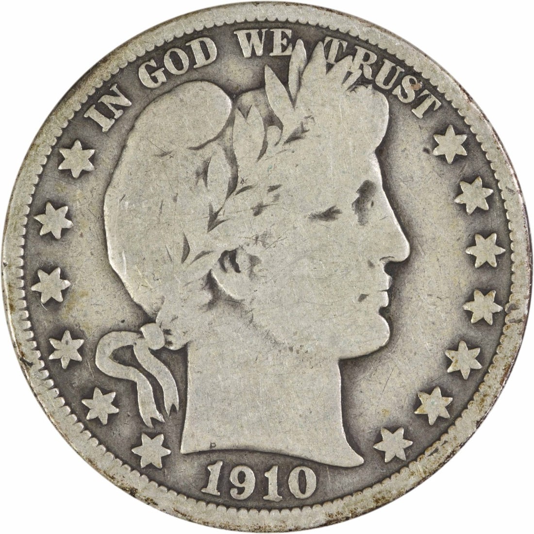 1910 VG Barber Half Dollar 90 Percent Silver Philadelphia Uncertified (1 of 2)