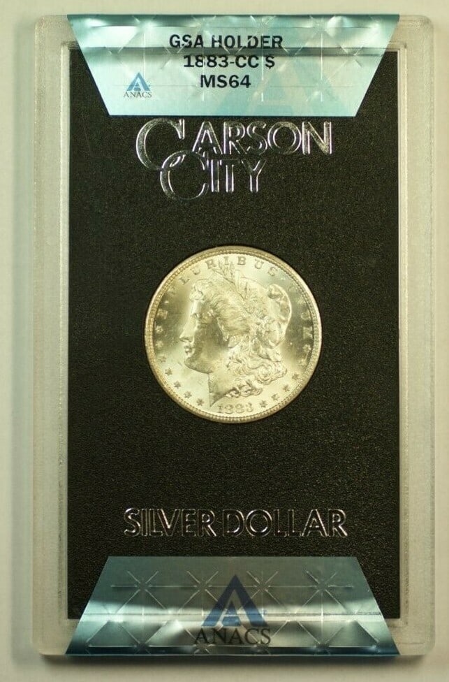 ANACS MS-64 1883-CC Morgan Silver Dollar with GSA Holder Box and COA (1 of 5)