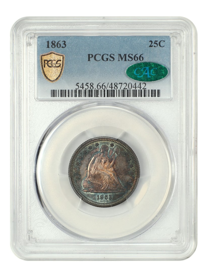 1863 Liberty Seated Quarter 25C PCGS CAC MS66 Philadelphia Mint (1 of 4)
