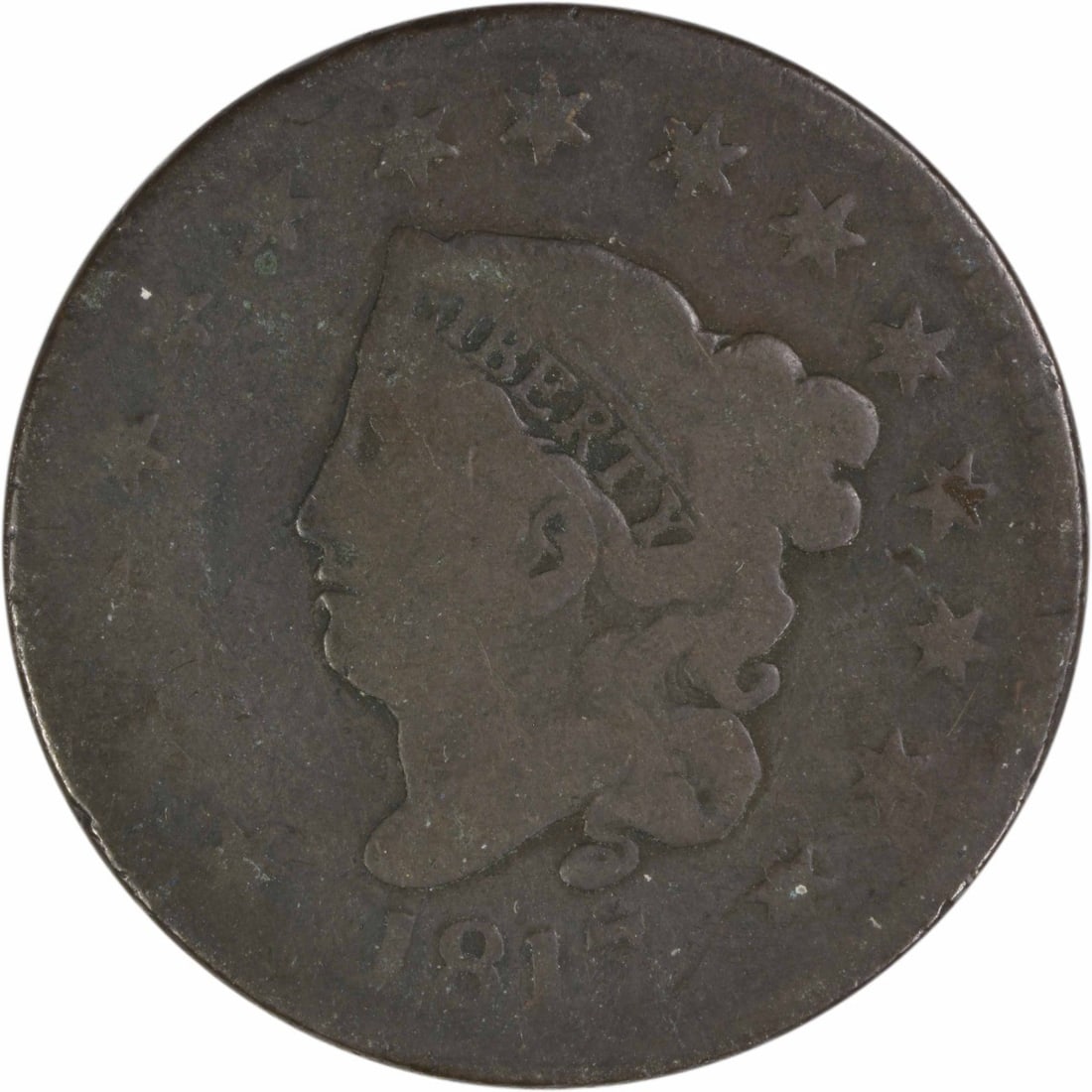 1817 Coronet Head Large Cent Copper Coin with 15 Stars Uncertified (1 of 2)