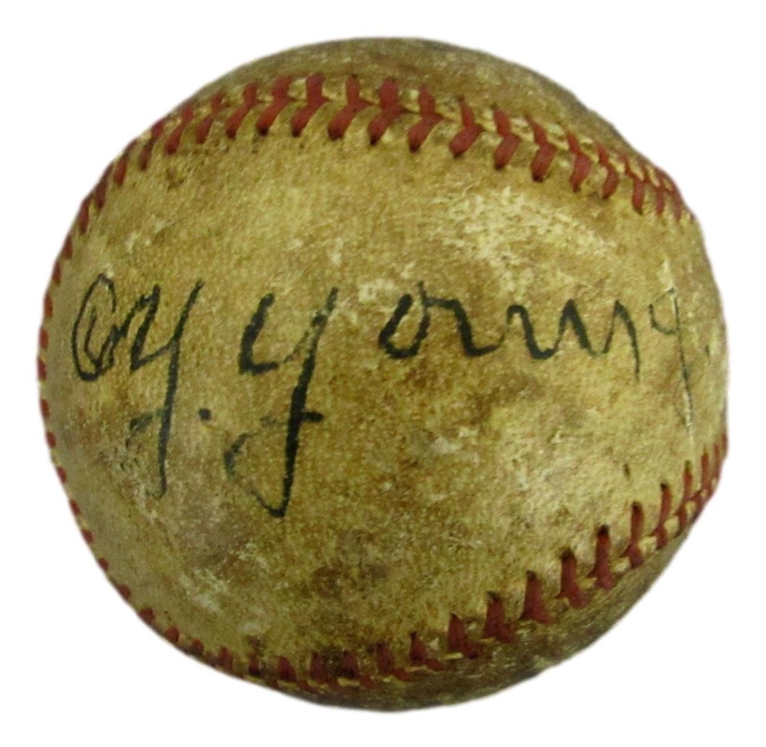 Cy Young Signed Cleveland Baseball with PSA DNA Authentication: Cy Young Signed Cleveland Baseball with PSA DNA Authentication This is an original baseball autographed by Hall of Famer Cy Young, associated with Cleveland. The autograph has been authenticated by PS