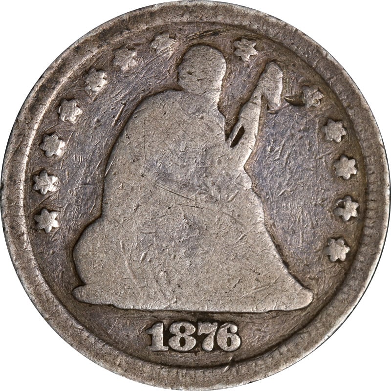 1876-CC Seated Liberty Quarter Silver Coin Circulated (1 of 2)