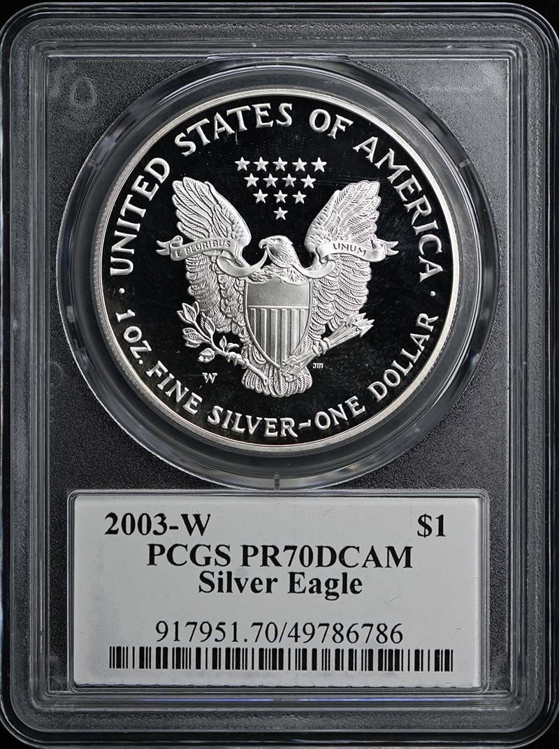 PCGS PR70DCAM 2003-W Silver Eagle Dollar David Hall Signed (1 of 2)