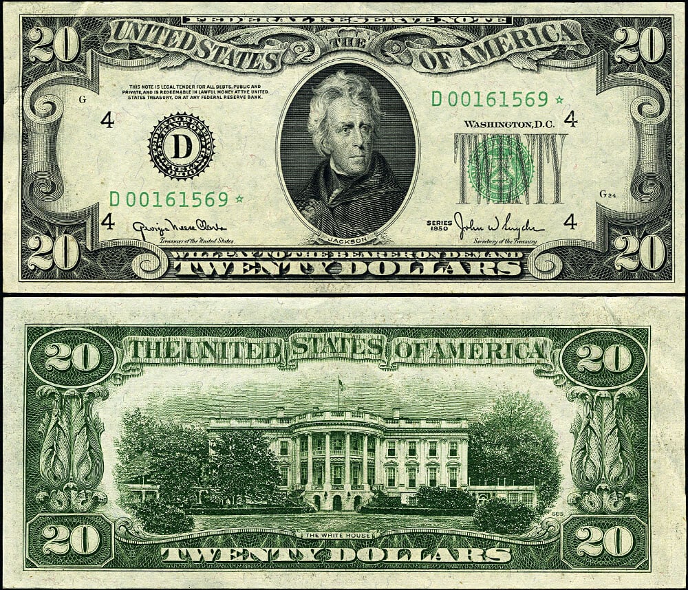 1950 $20 Federal Reserve Cleveland D-* Block Star Note About Uncirculated (1 of 3)